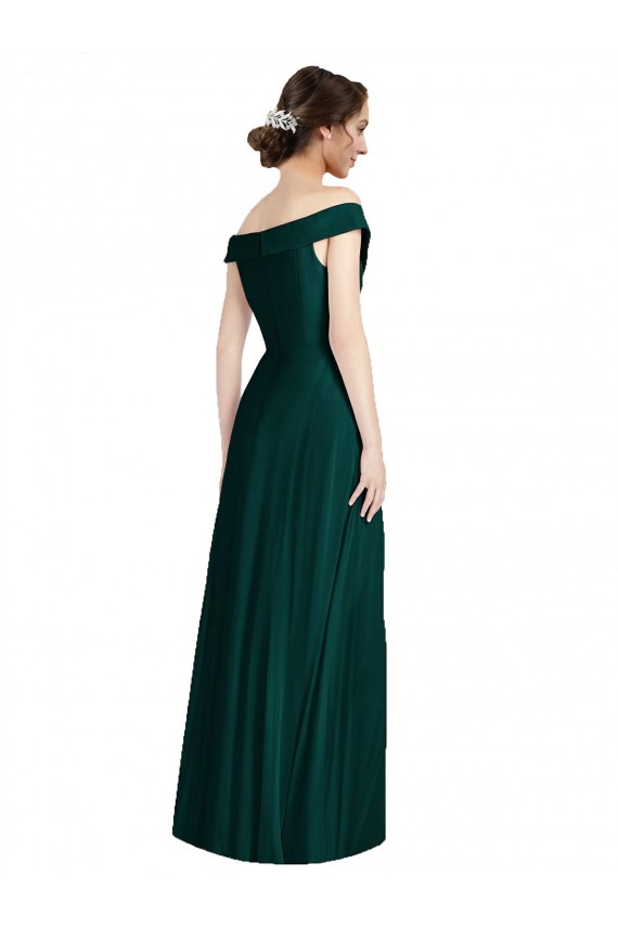 Full length Off the Shoulder Chiffon Bridesmaid Dress Canada