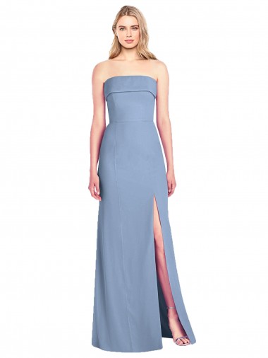 Trumpet Full Length Strapless Chiffon Bridesmaid Dress with Slit Canada