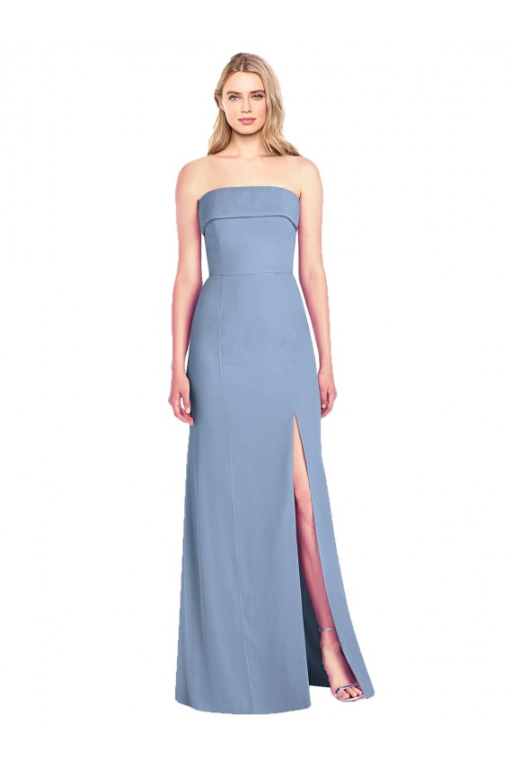 Trumpet Full Length Strapless Chiffon Bridesmaid Dress with Slit Canada