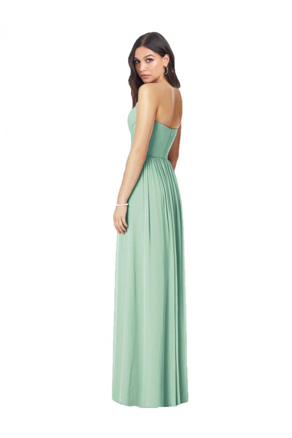 Draped Sweetheart Strapless Long Chiffon Bridesmaid Dress
