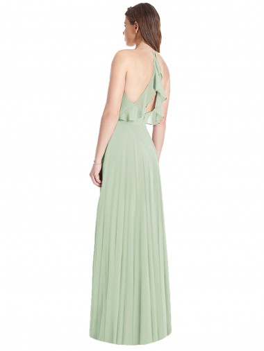 Ruffled Strap Cutout Wrap Maxi Chiffon Bridesmaid Dress Canada