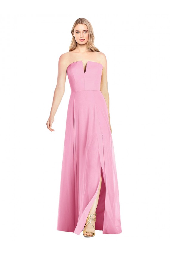 Strapless Notch Chiffon Maxi Bridesmaid Dress Canada
