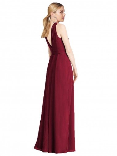 Plunging V-Back Long Full Length Chiffon Bridesmaid Dress Canada