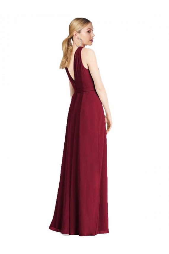 Plunging V-Back Long Full Length Chiffon Bridesmaid Dress Canada