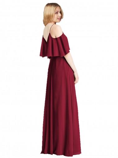 Spaghetti Straps V-Neck Chiffon Bridesmaid Dress with Sash Tie Canada