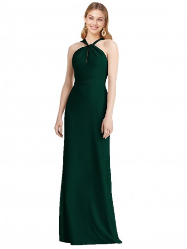 Shop Sleek Full-Length Twist Halter Chiffon Bridesmaid Dress Canada