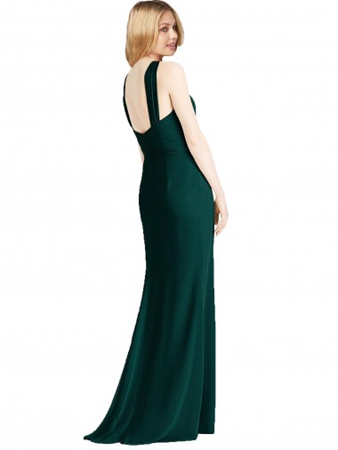 Sleek Full-Length Twist Halter Chiffon Bridesmaid Dress Canada