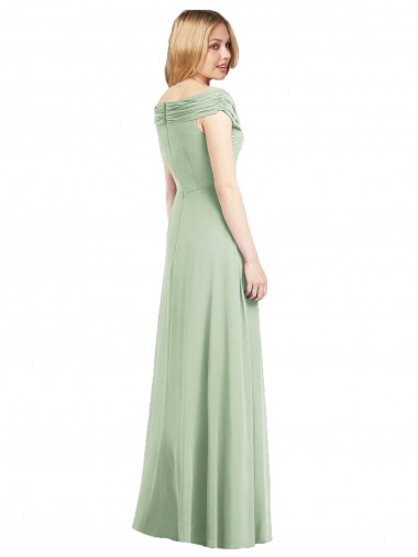 Draped Off the Shoulder Lux Chiffon Bridesmaid Dress Canada
