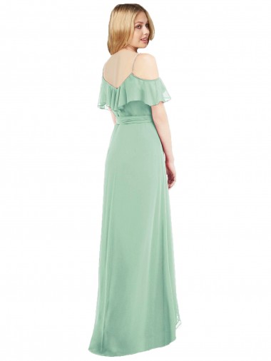 High Low Off the Shoulder Wrap Chiffon Bridesmaid Dress  Canada