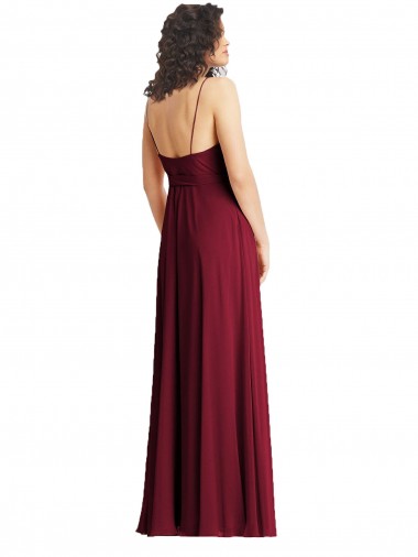 V-Neck Low Back Maxi Formal Wrap Chiffon Bridesmaid Dress Canada