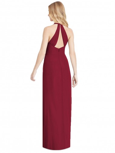 V-Neck Halter Chiffon Maxi Formal Bridesmaid Dress Open Back Canada
