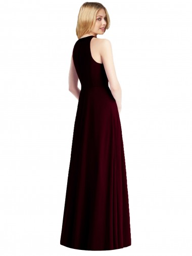 Sleeveless Halter Chiffon Maxi Bridesmaid Dress Canada