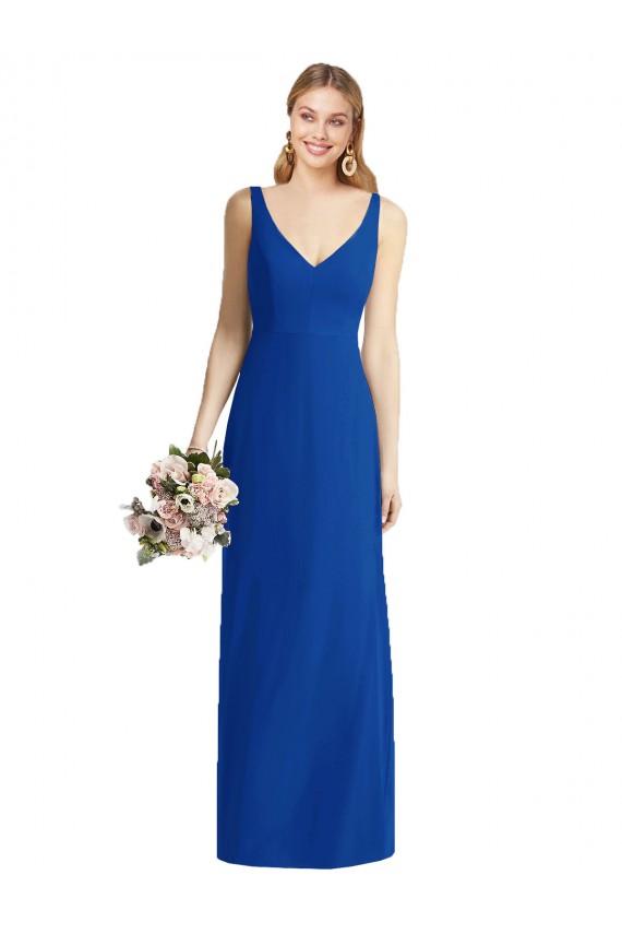 Sleeveless V-Back Long Trumpet Chiffon Bridesmaid Dress Canada