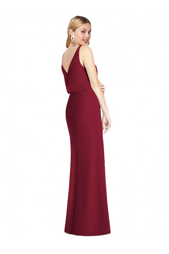 Blouson Bodice Chiffon Bridesmaid Dress with Front Slit Canada