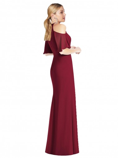 Ruffle Cold-Shoulder Mermaid Chiffon Maxi Bridesmaid Dress Canada
