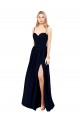 Draped A-Line Chiffon Formal Bridesmaid Dress with Spaghetti Straps and High Slit Canada