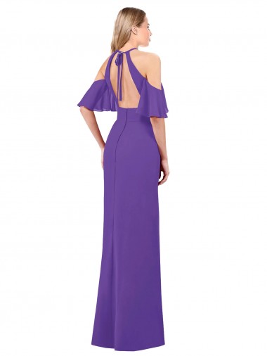 Slim A-Line Chiffon Bridesmaid Dress with Off The Shoulder Ruffle Sleeves Canada