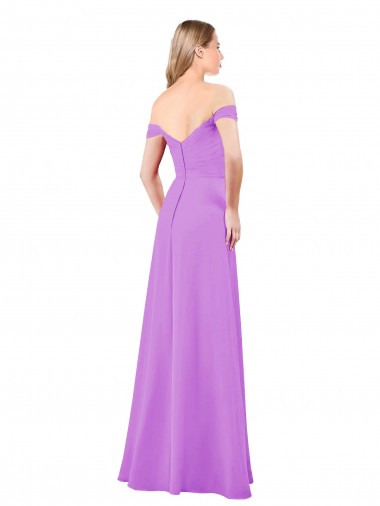 Off The Shoulder Draped Sleeves A-Line Chiffon Bridesmaid Dress Canada