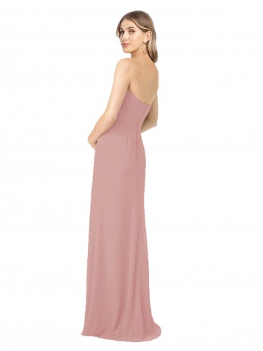 Draped Strapless Sheath Long Chiffon Bridesmaid Dress Canada
