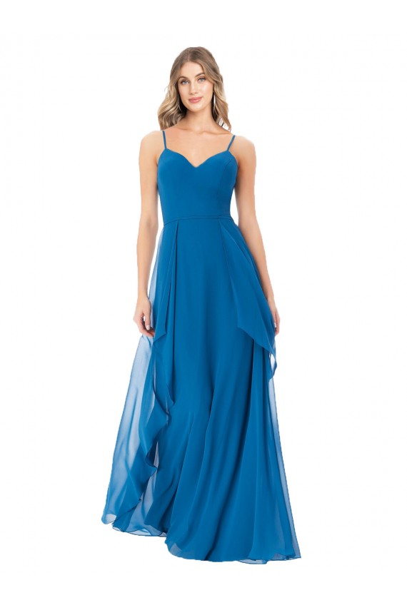 Simple Sweetheart Chiffon Bridesmaid Dress with Cascading Overlay Canada