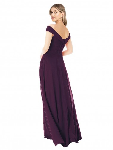 Classic Off the Shoulder Draped Chiffon Bridesmaid Dress Canada