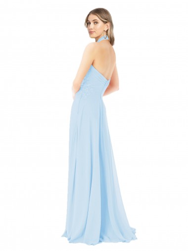 Criss Cross High Neck Halter Chiffon Bridesmaid Dress Canada