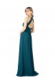Draped High Neck Keyhole Back Bridesmaid Dress with Front Slit Canada