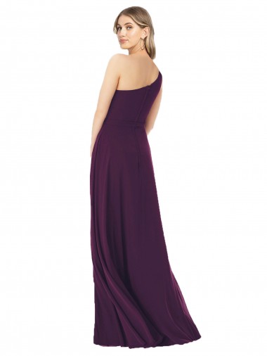 One Shoulder Chiffon Bridesmaid Dress with Tie Belt Canada