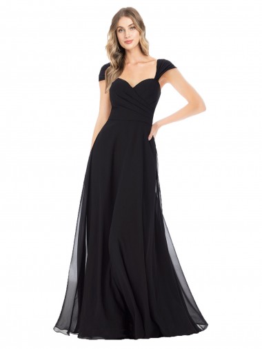 Sweetheart Cap Sleeves Chiffon Bridesmaid Dress Canada