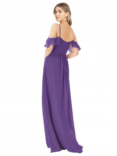 Cold Shoulder Flutter Sleeves Chiffon Bridesmaid Dress Canada