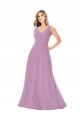 Simple Chiffon V-Neck Bridesmaid Dress with Draped V-Back Canada