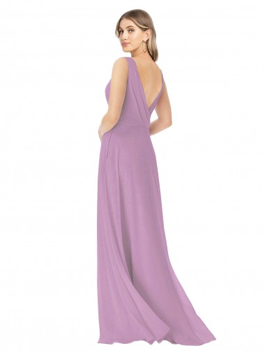 Simple Chiffon V-Neck Bridesmaid Dress with Draped V-Back Canada