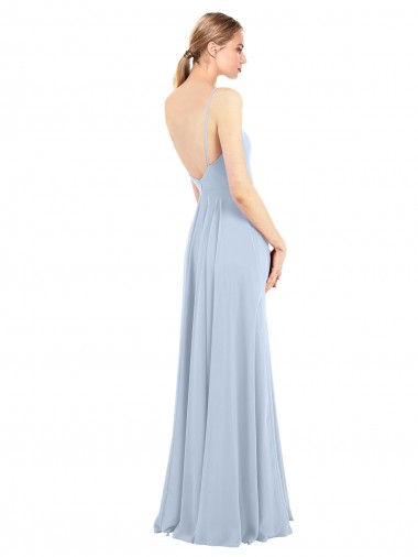 Luxe Chiffon Straight Neckline Long Chiffon Bridesmaid Dress with Skinny Straps Canada