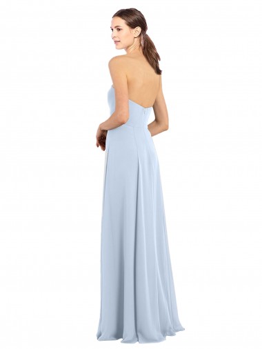 Fitted Strapless Full Length Chiffon Bridesmaid Dress with Front Slit Canada
