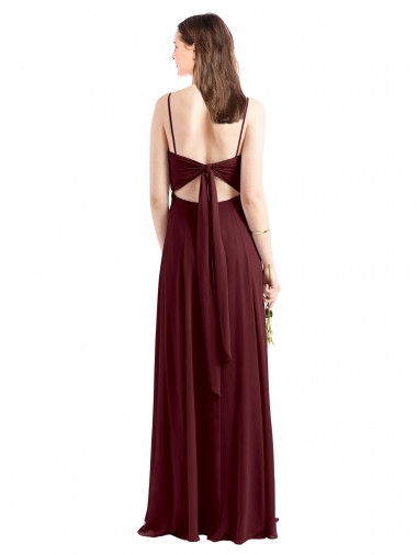 Sleek Fit and Flare Long Scoop Neck Chiffon Bridesmaid Dress with High Side Slit Canada