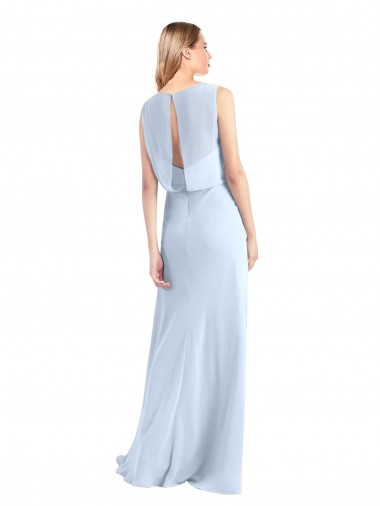 Illusion Boat Neck Long Full Length Chiffon Bridesmaid Dress with Keyhole Back Canada