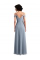 Off the Shoulder Folded Sleeve Long Chiffon Bridesmaid Dress with High Side Slit Canada