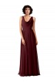 Draped Cowl Neck Long Chiffon Bridesmaid Dress with Wide Straps Canada