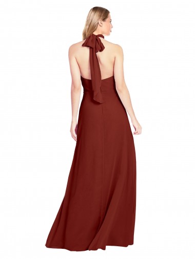 Slim High Neck Halter Fitted Open Back Chiffon Bridesmaid Dress / Prom Dress Canada