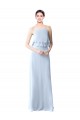 High Narrow Neck Long Chiffon Bridesmaid Dress with Tiered Ruffles Canada