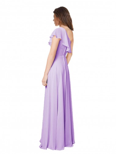 Draped One Shoulder Long Chiffon Bridesmaid Dress  Canada