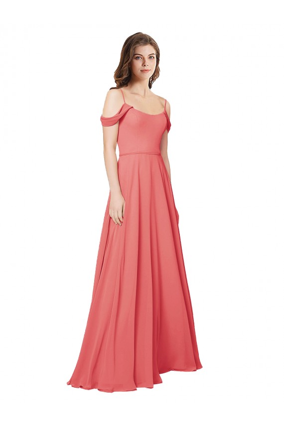 Draped Off the Shoulder Straps Chiffon Bridesmaid Dress Canada