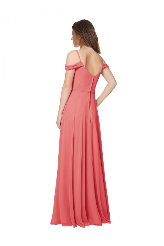 Draped Off the Shoulder Straps Chiffon Bridesmaid Dress Canada