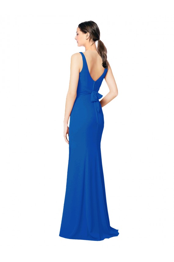 Low Back Sleeveless Chiffon Bridesmaid Dress with Side Slit