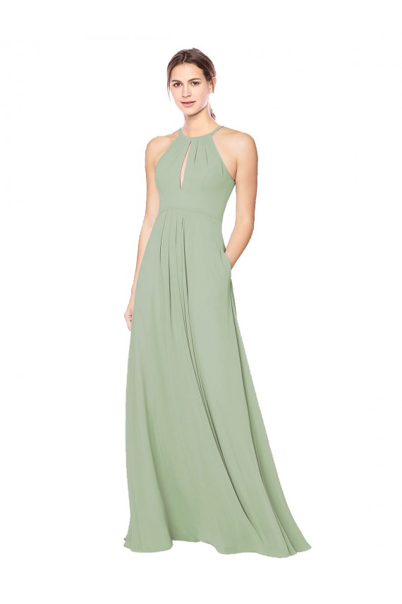 High Halter Neck Keyhole Chiffon Bridesmaid Dress Canada