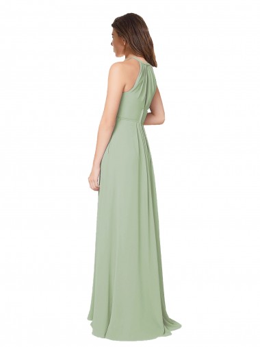 High Halter Neck Keyhole Chiffon Bridesmaid Dress Canada