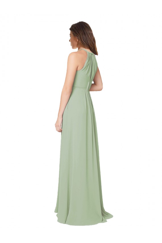 High Halter Neck Keyhole Chiffon Bridesmaid Dress Canada