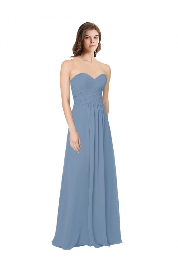 Chiffon A-Line Wraparound Draping Long Bridesmaid Dress Canada
