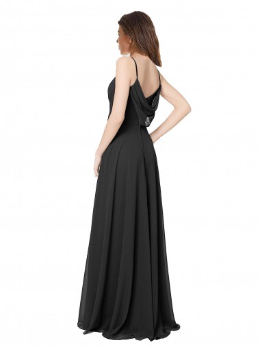 Cowl Back Spaghetti Straps Long Chiffon Bridesmaid Dress  Canada