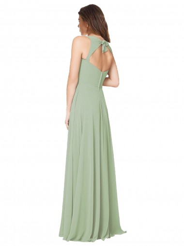 A-Line Open Back Chiffon Bridesmaid Dress with Pockets Canada